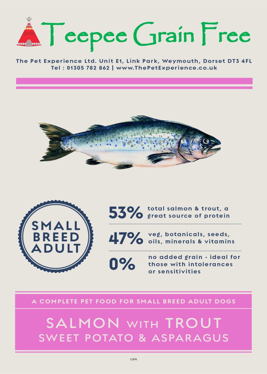 Teepee Small Breed Salmon dog food label