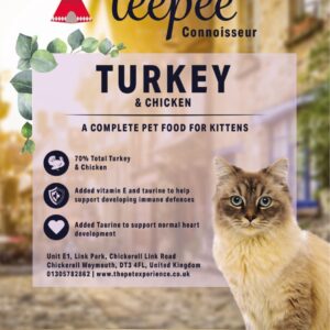 Teepee High Meat Content Kitten food label