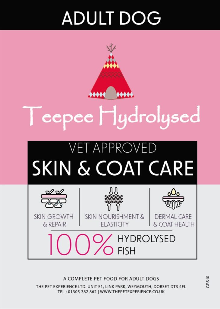 Hydrolysed Dry Dog Food Skin & Coat Label
