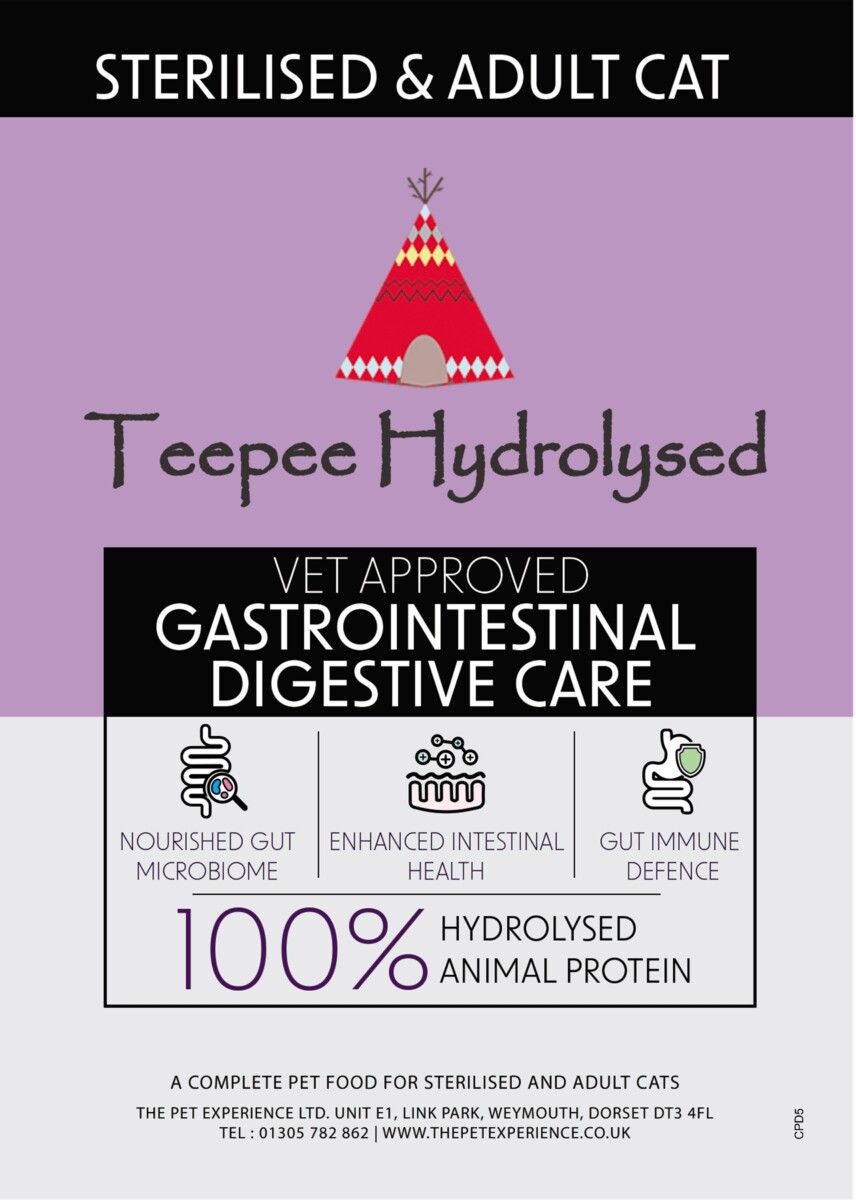 Teepee Hydrolysed Gastrointestinal cat food label