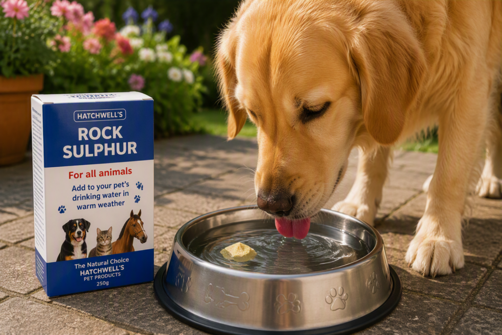 Rock sulphur to help keep dogs cool